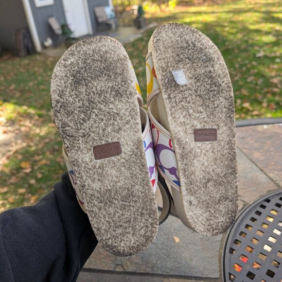 COACH Adora Rainbow Sandals Size 7 Leather White Multicolor Summer Vacation - Picture 3 of 6